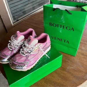Bottega Veneta Pink and Silver Athletic Shoes